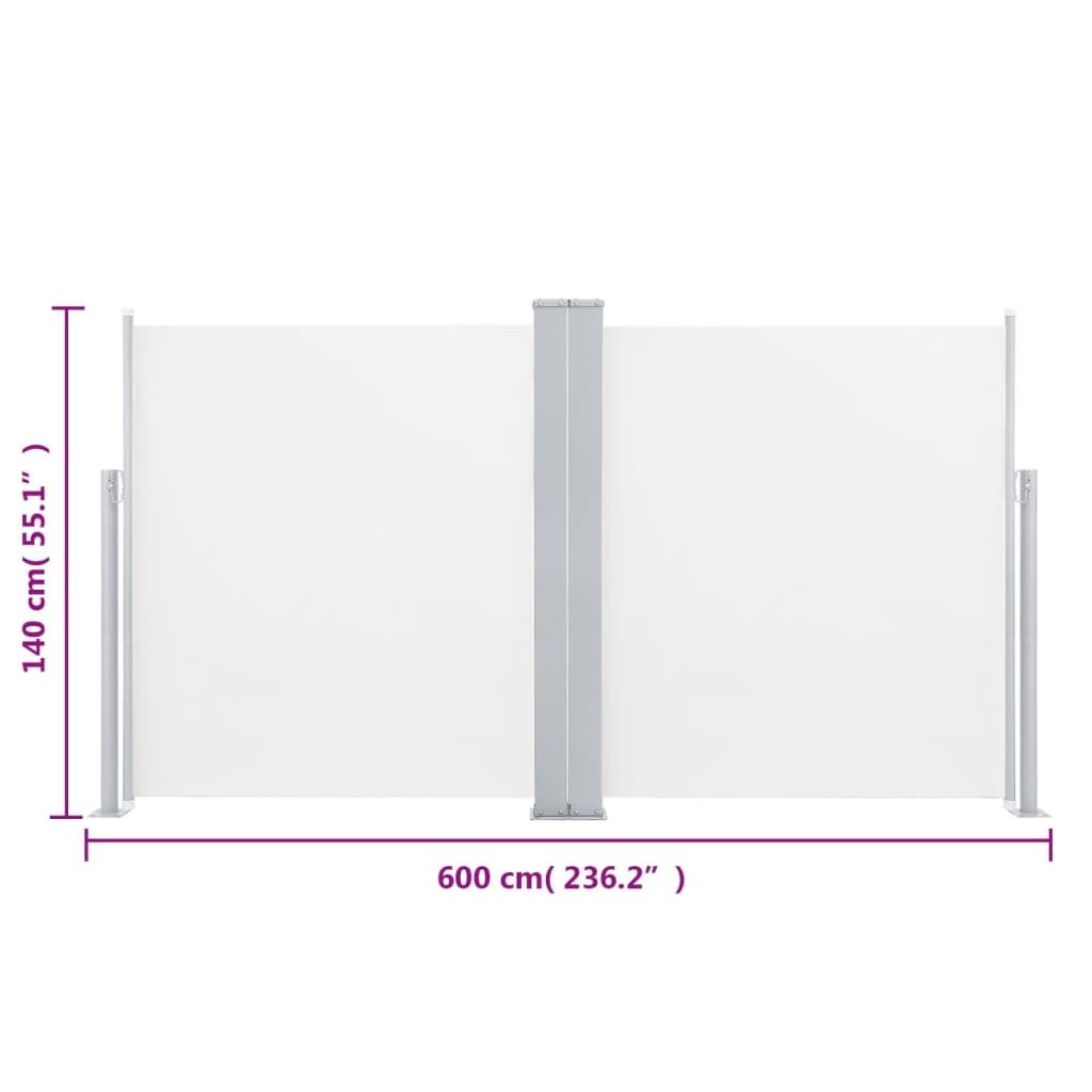 Vidaxl Toldo Lateral Retráctil Color Crema 140x600 Cm_2