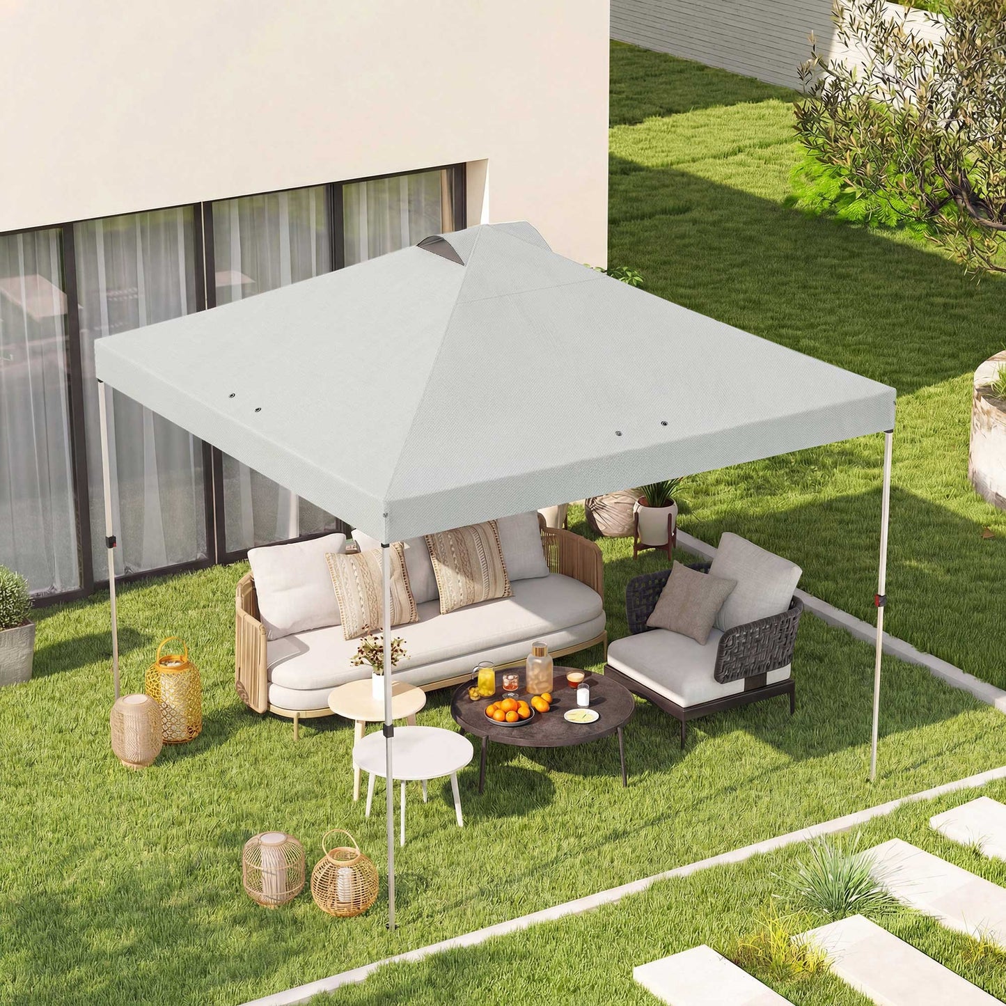 Outsunny Toldo De Pérgola De Recambio 3x3 M Anti-uv50+ Impermeable Blanco_1