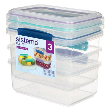 Pacote de recipientes herméticos Klip It System 3x1 l