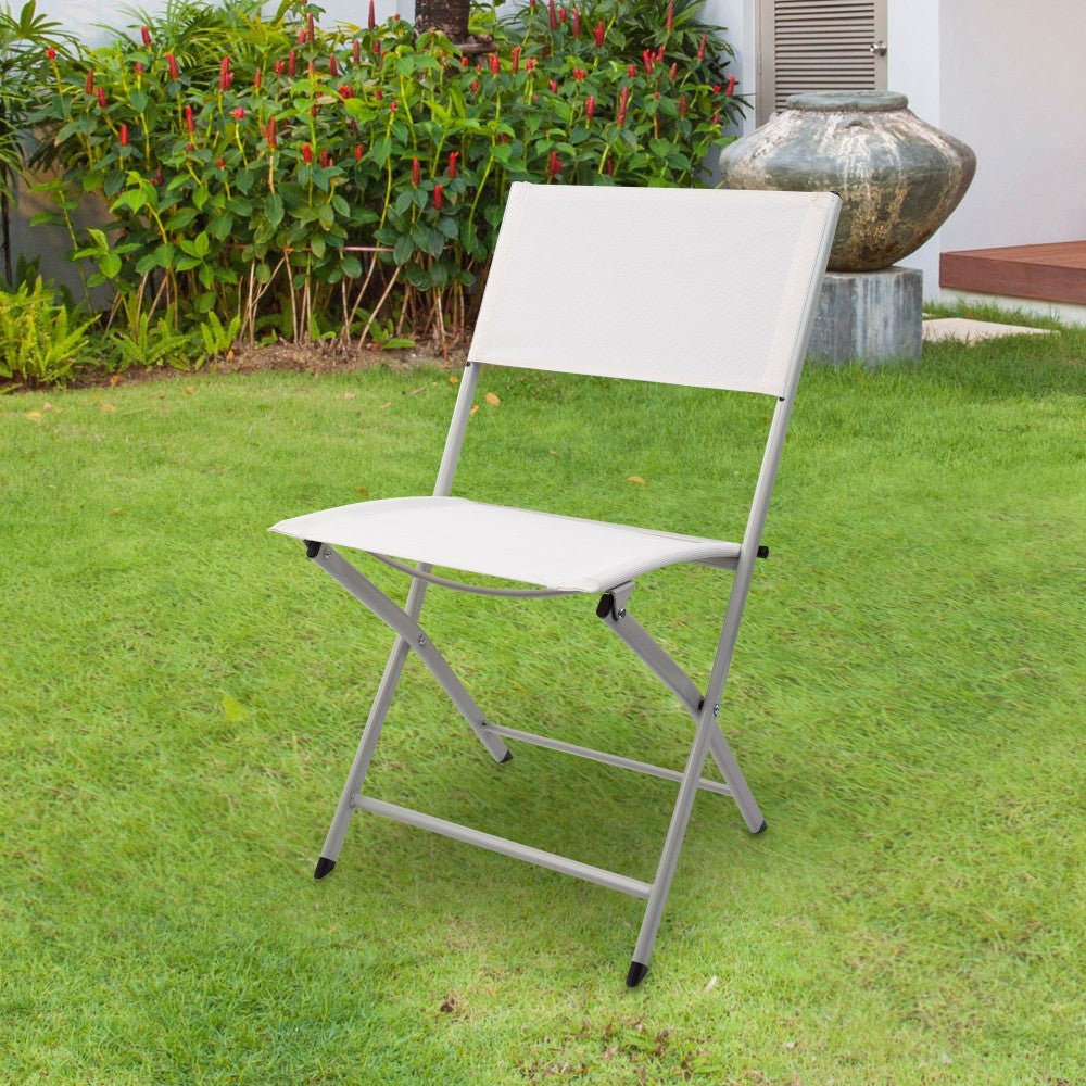 Silla Plegable Jardín Tejido Reforzado Blanca Aktive_1