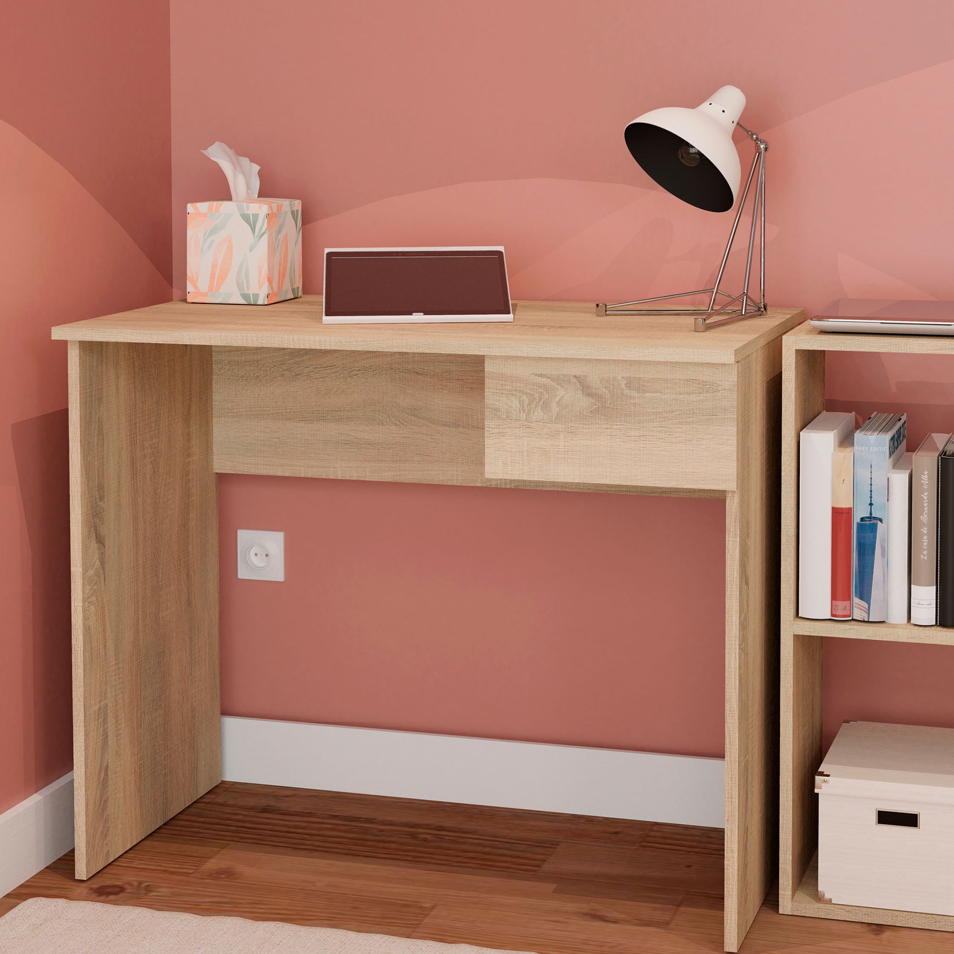 Escritorio, Mesa De Ordenador 75x90x50cm, 1 Cajón, Oficina, Habitación Juvenil, Desk, Briebe, Nova, Madera_1