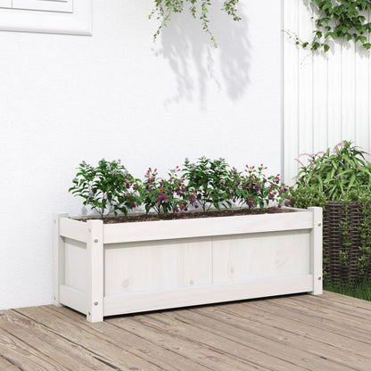Jardinera De Madera Maciza De Pino Blanca 90x31x31 Cm_1