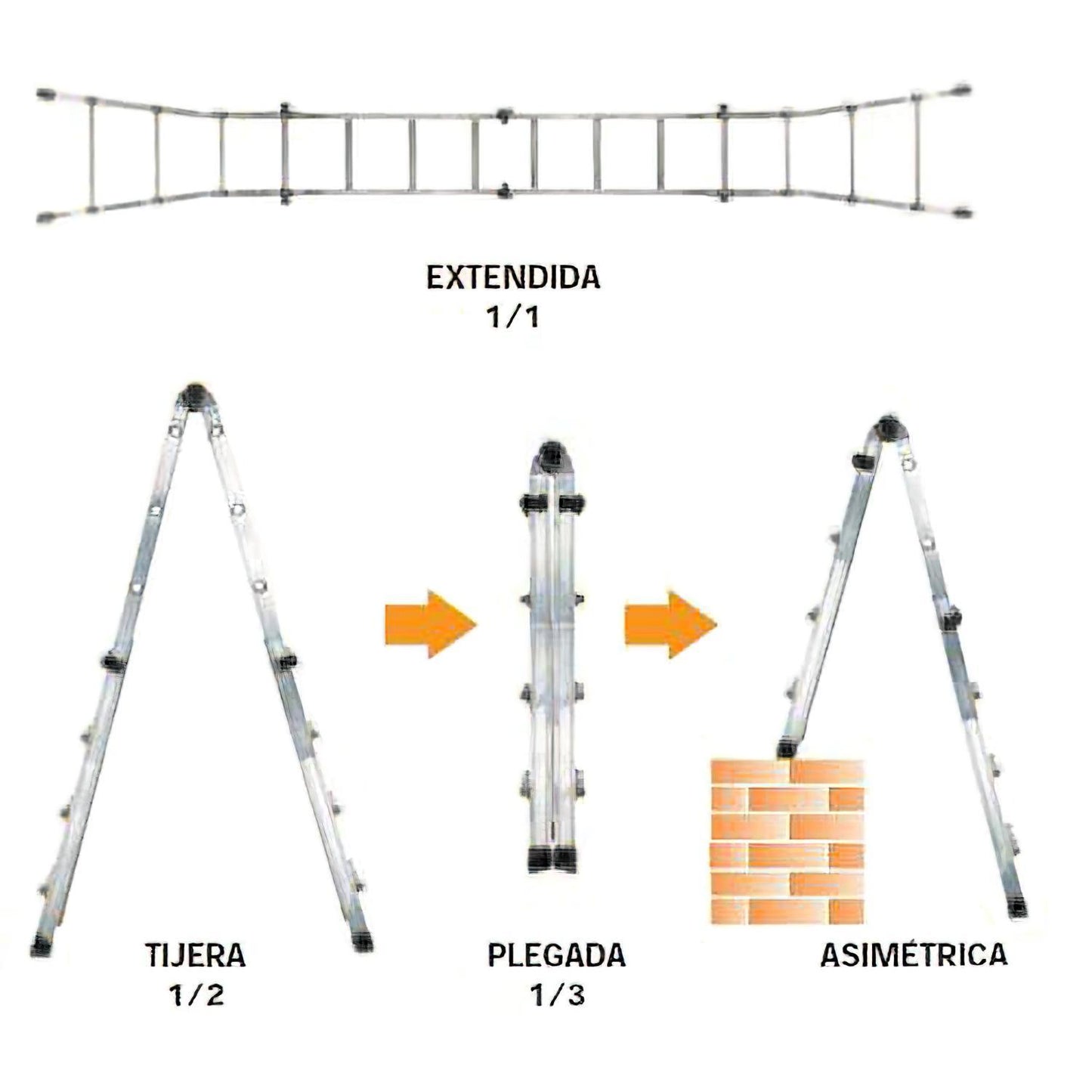 Escalera Telescópica Aluminio  4+4 Peldaños Perfil 67 Mm._1
