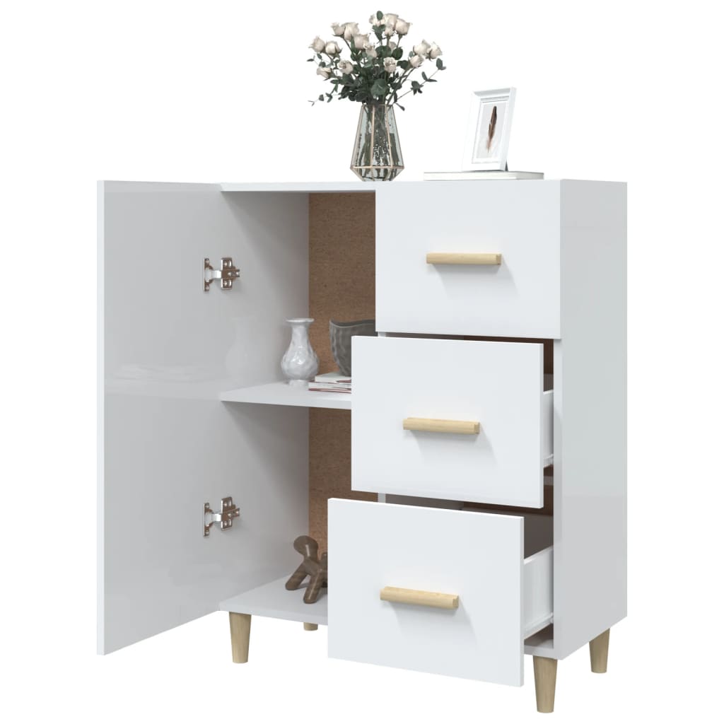 Aparador De Madera Contrachapada Blanco Brillante 69,5x34x90 Cm / Vetonek_2