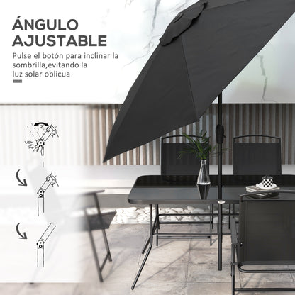 Outsunny Conjunto De Comedor De Exterior Con 6 Sillas Plegables Negro_5