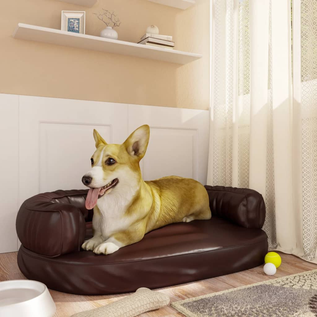 Vidaxl Cama Para Perros De Espuma Cuero Sintético Marrón 75x53 Cm_1