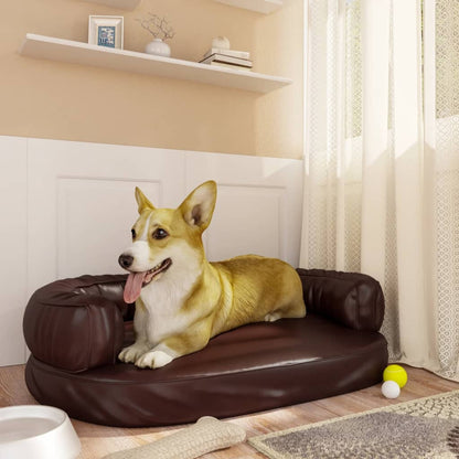 Vidaxl Cama Para Perros De Espuma Cuero Sintético Marrón 75x53 Cm_1