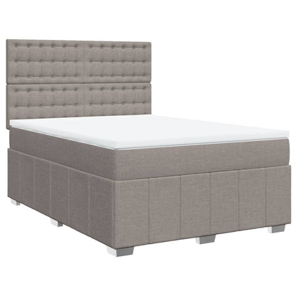 Cama Box Spring Con Colchón Tela Gris Taupe 160x200 Cm / Vetonek_0