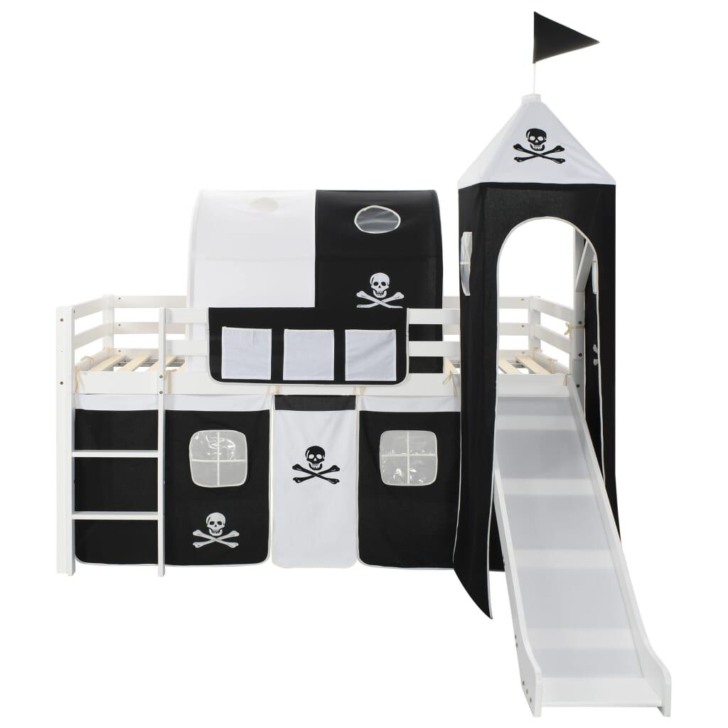 Vidaxl Cama Alta Para Niños Tobogán Y Escalera Madera Pino 97x208 Cm_1