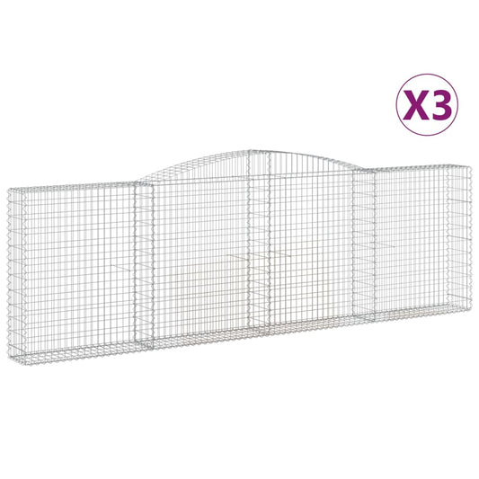 Cestas De Gaviones 3 Uds Forma De Arco Hierro 400x30x120/140 Cm_0