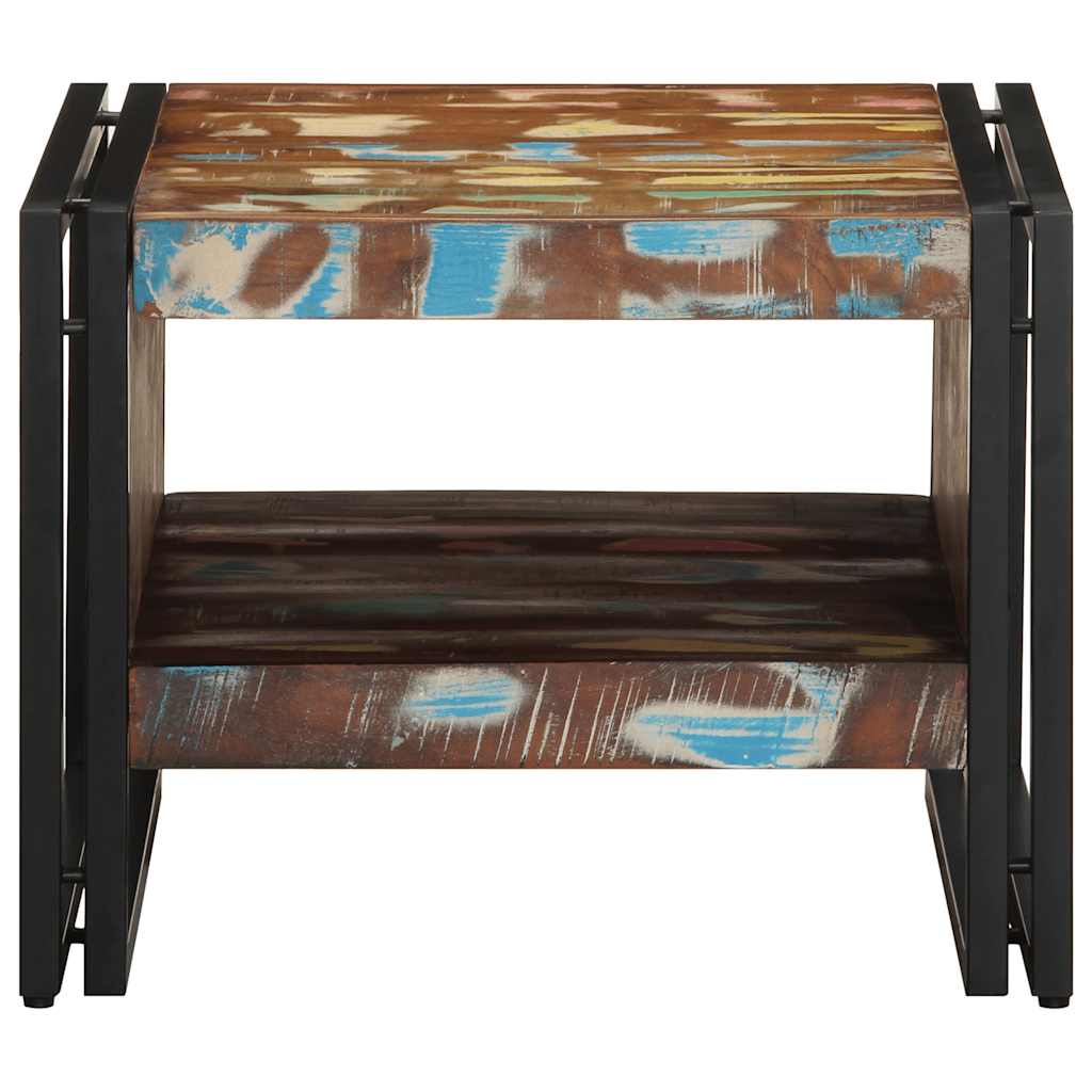 Mesa De Centro Multicolor 50x50x38 Cm Madera Maciza Reciclada_2