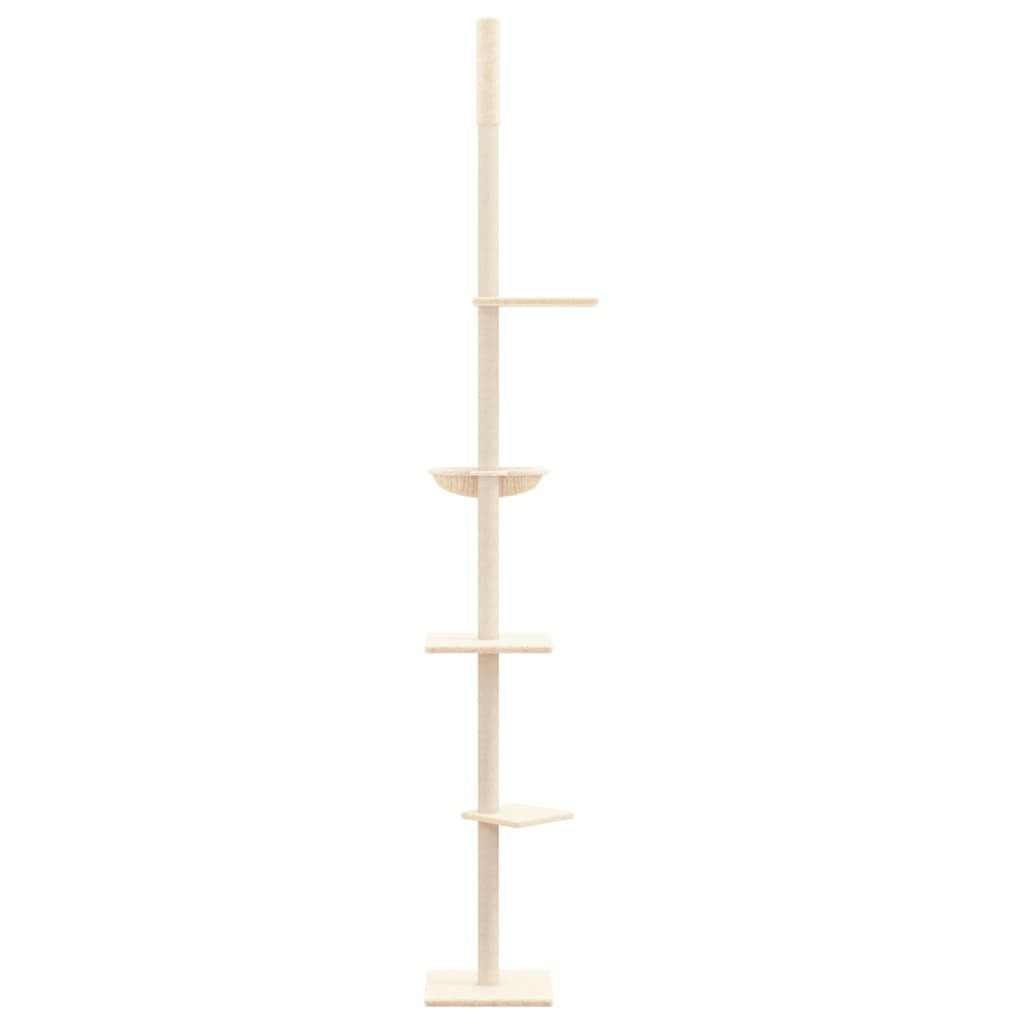 Vidaxl Árbol Rascador Para Gatos De Suelo A Techo Crema 263,5-289,5 Cm_3