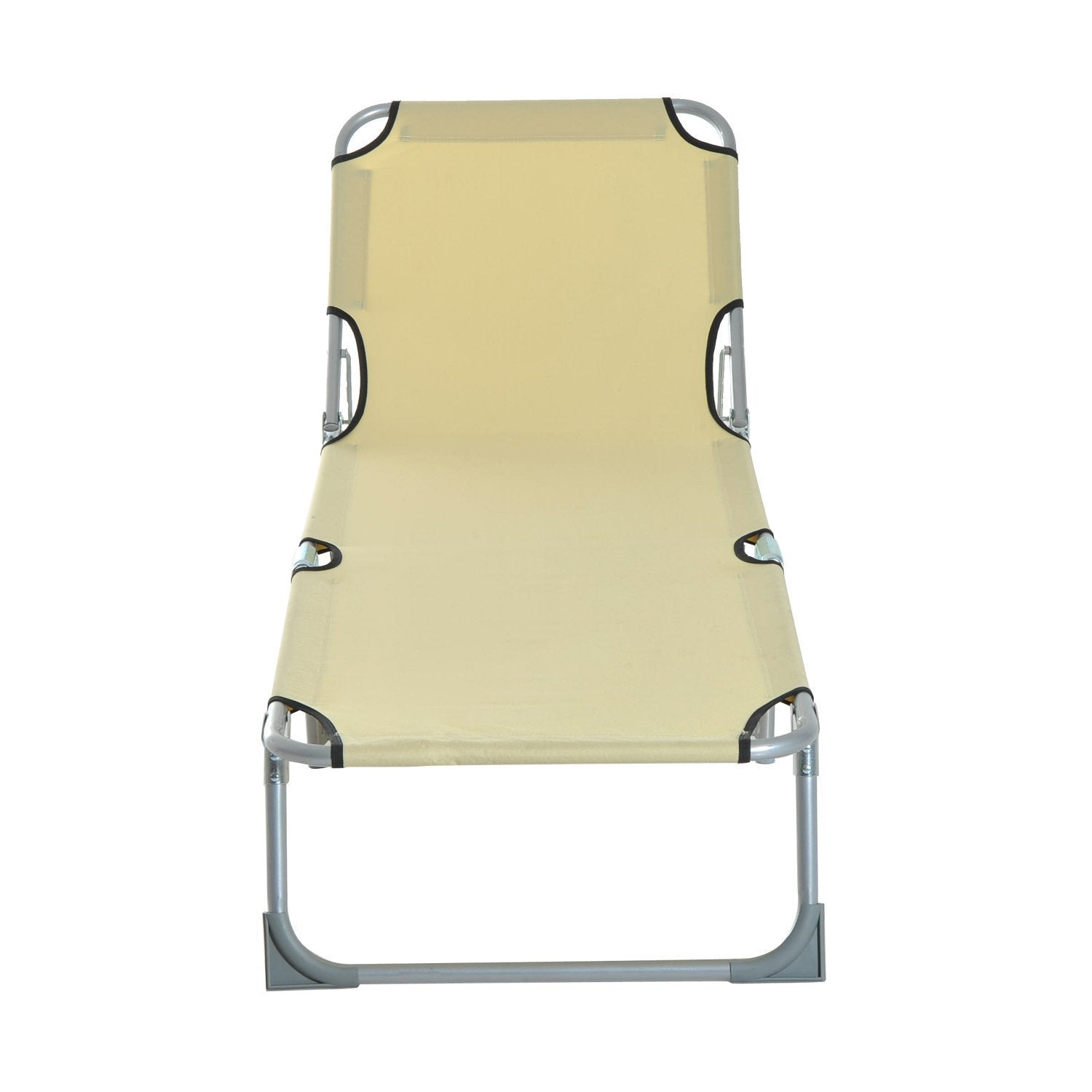 Outsunny Cama De Camping Plegable Tumbona Plegable Carga 120kg 187x58x28cm Beige_4