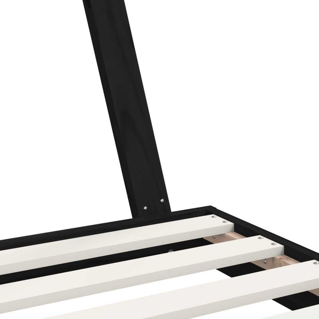 Estructura De Cama Para Niños Madera De Pino Negro 80x160 Cm / Vetonek_2