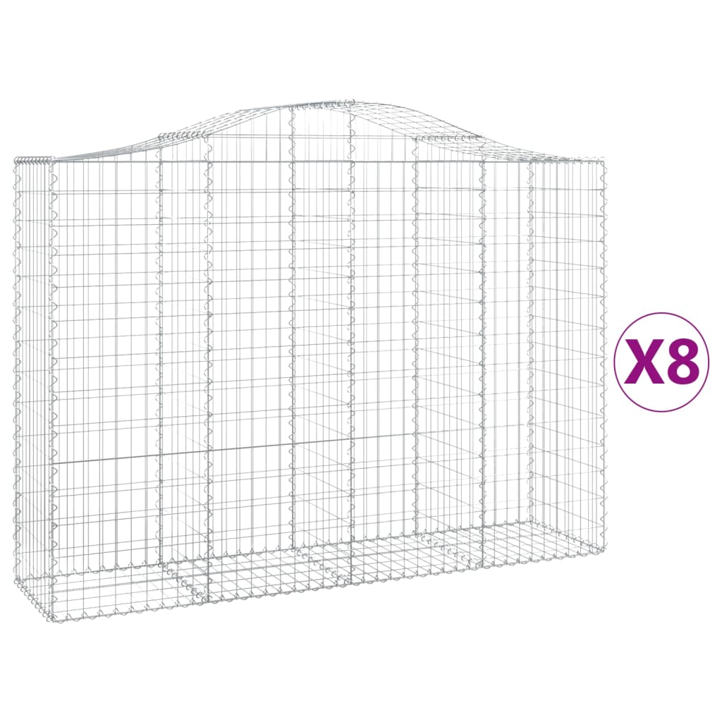 Cestas Gaviones 8 Uds Forma De Arco Hierro 200x50x140/160 Cm_0