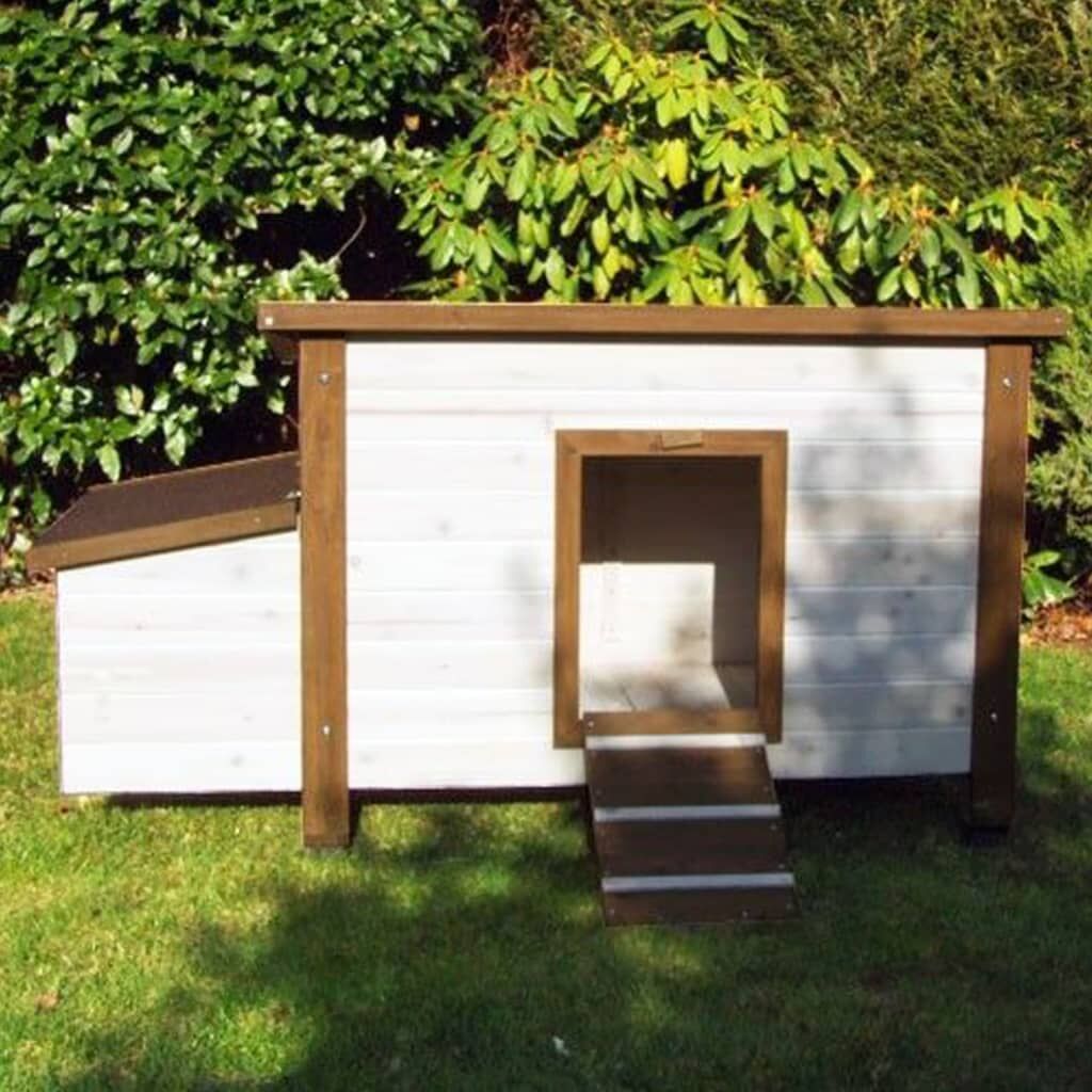 @pet Gallinero De Exterior Madera Blanco Y Marrón 136x74,5x75 Cm_2