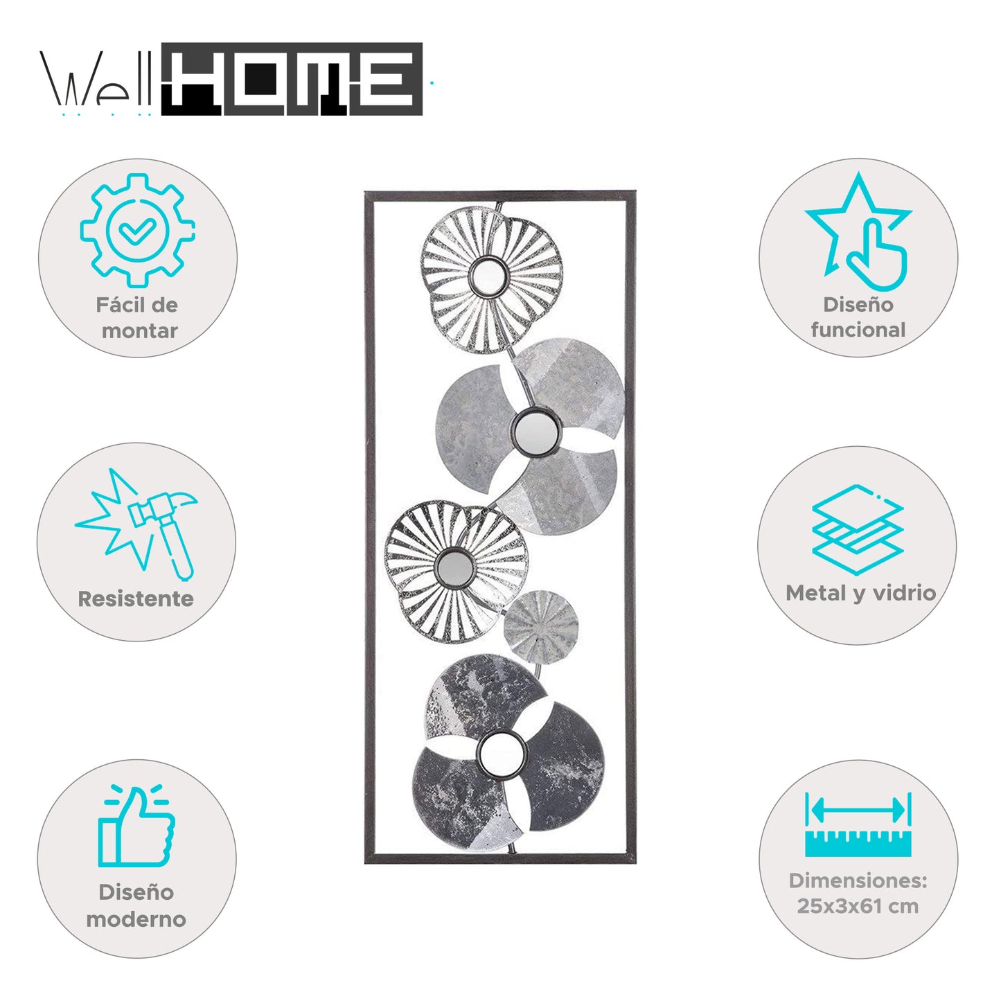 Well Home - Decoración De Pared De Metal Con Diseño De Una Flor_1