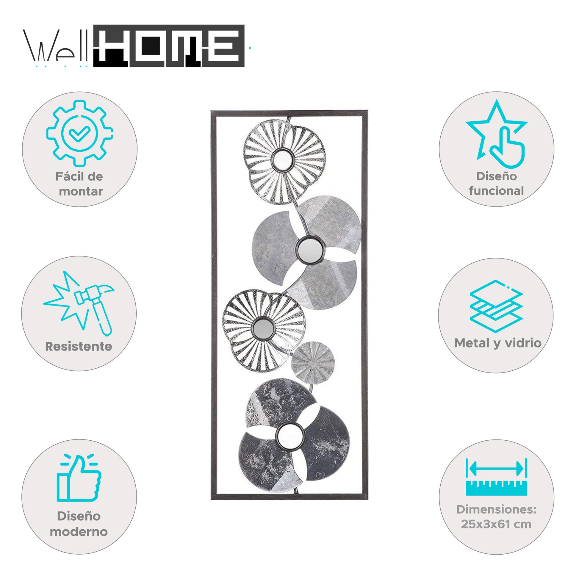 Well Home - Decoración De Pared De Metal Con Diseño De Una Flor_1