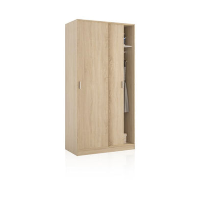 Armario Lenor 2 Puertas Correderas Melamina, Roble, 100 X 200 X 50_0