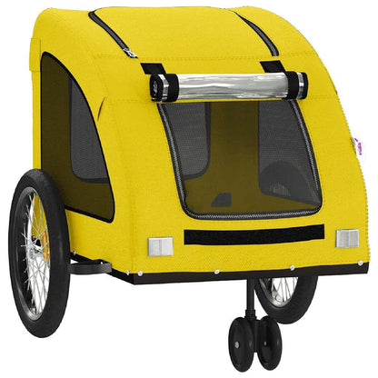 Vidaxl Remolque De Bicicleta Mascotas Hierro Tela Oxford Amarillo_4