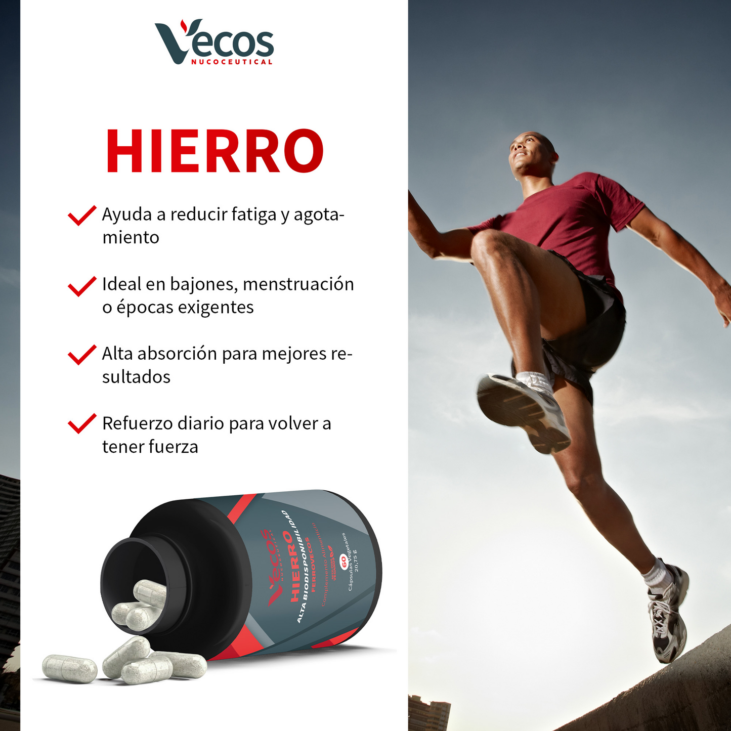 Hierro Alta Biodisponibilidad Vecos 60 Cápsulas | Energía Y Reducción De La Fatiga_3
