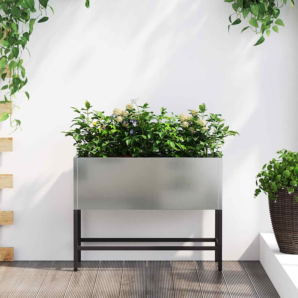 Jardinera Elevada Plateado 60 X 26 X 45 Cm Acero Galvanizado_1