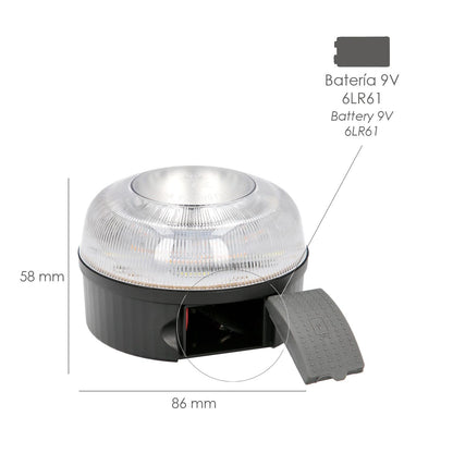 Luz Led Emergencia Coche V16 Baliza Luminosa Homologada, Pila 9v.