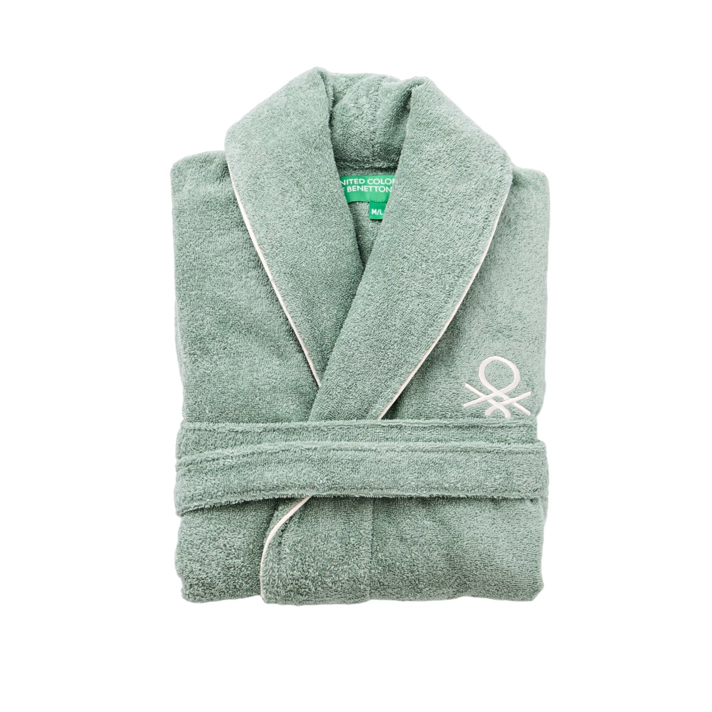 Albornoz L/xl 420gsm 100% Algodon C/ Logo Bordado Verde Core Benetton_0