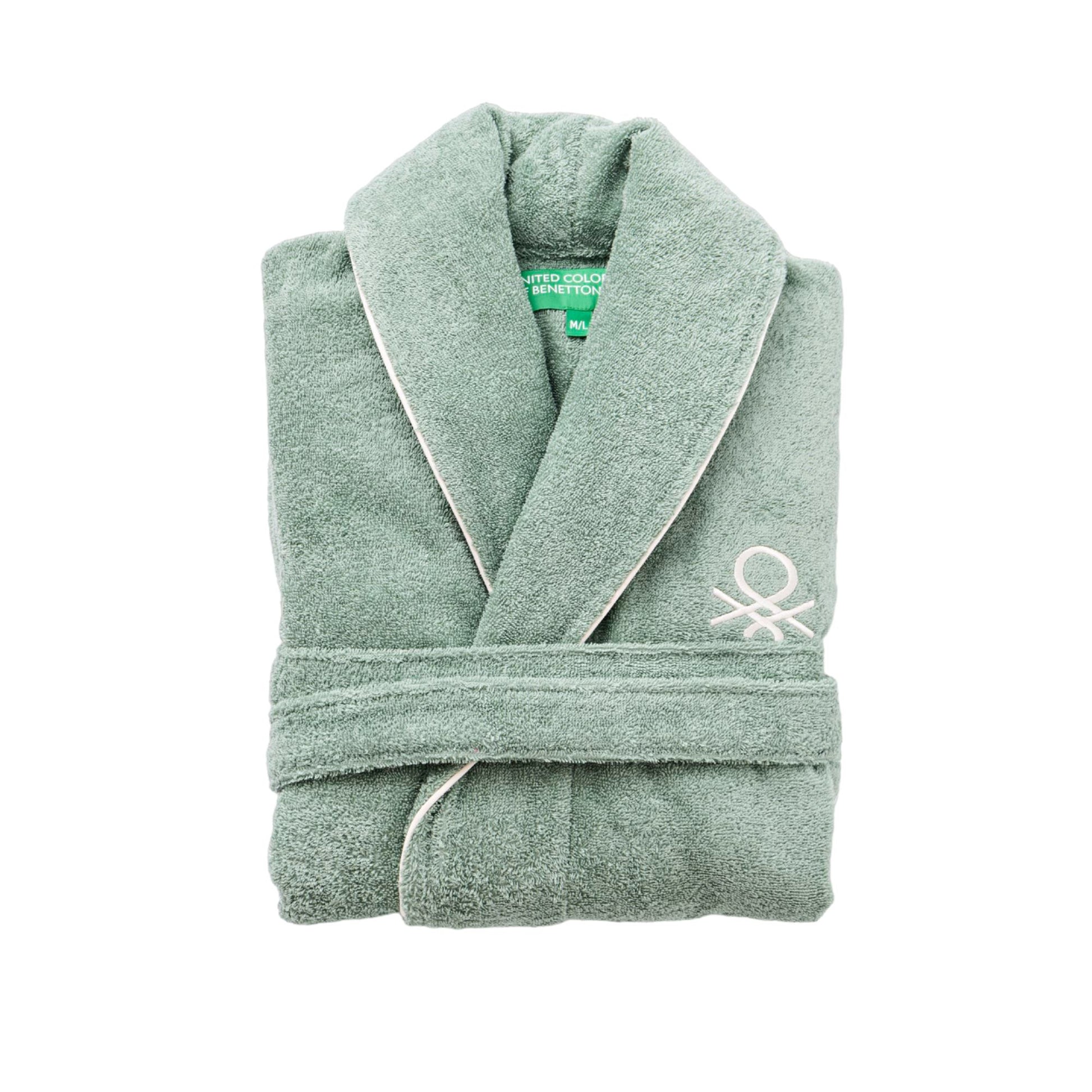 Albornoz L/xl 420gsm 100% Algodon C/ Logo Bordado Verde Core Benetton_0