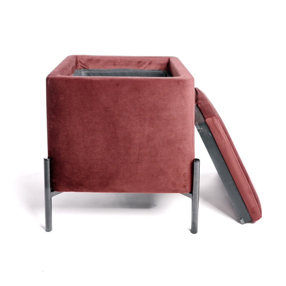 Sofá Final, Puf Taburete Cofre De Almacenamiento, Reposapiés, Convertible A Burdeos Bodega Mesa Auxiliar 43x43x45cm- Muebles De Sala_2