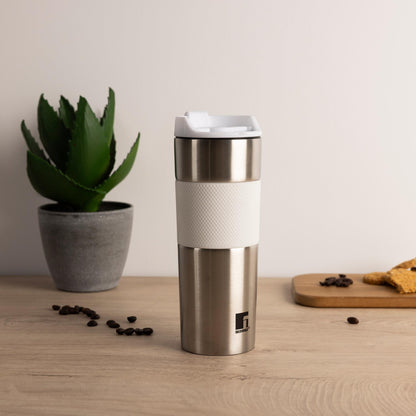 Taza De Viaje 460ml Lovers En Acero Inoxidable Y Silicona Blanco Bergner_2