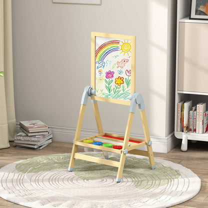 Aiyaplay Pizarra Infantil Caballete De Madera De Doble Cara Altura 70-97 Cm_1