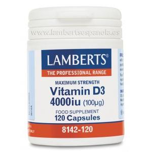 Vitamina D3 4000 UI (100 µg) Lamberts, 120 cápsulas