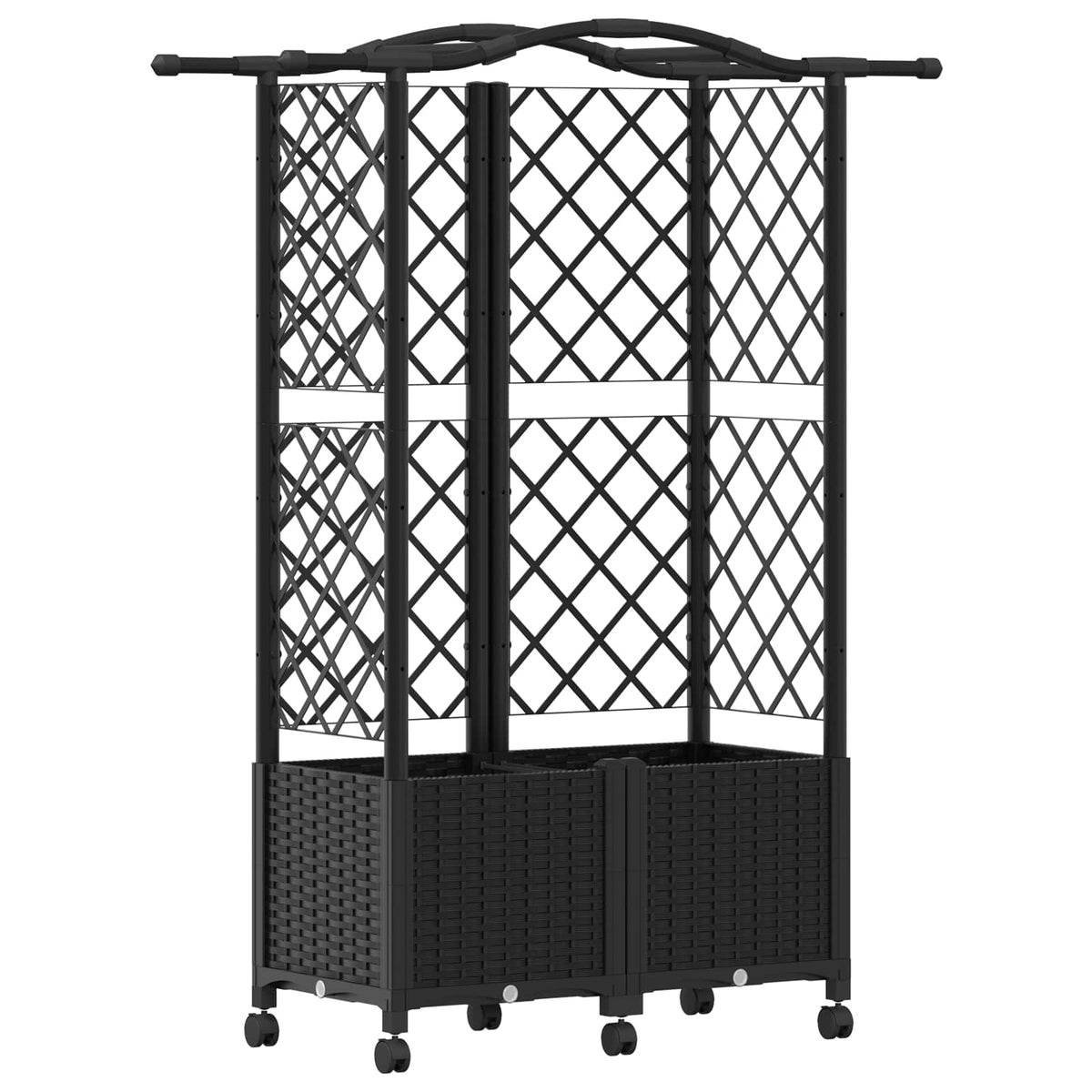 Cama Elevada Con Trellis Y Techo Negro 122 X 40 X 144 Cm Pp_0