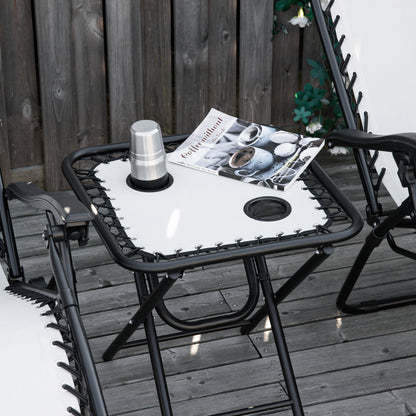 Outsunny 2 Sillas De Gravedad Cero Plegables Mesa Auxiliar Con Portavasos Beige_3