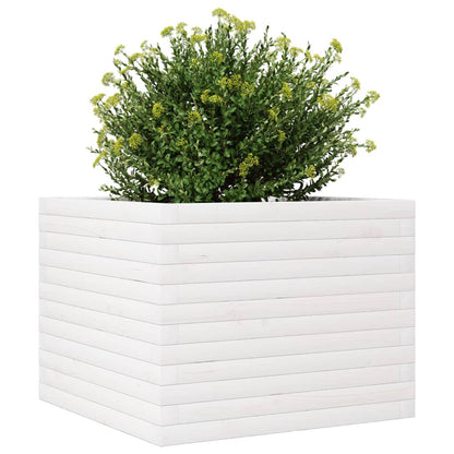 Jardinera De Madera Maciza De Pino Blanca 60x60x46 Cm_3