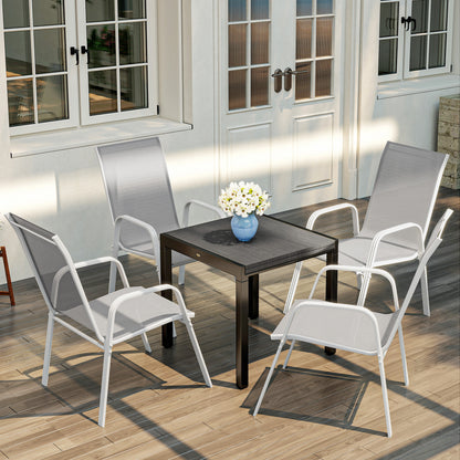 Outsunny Juego De 4 Sillas De Jardín Exterior 54x75,5x95 Cm Gris Claro_4