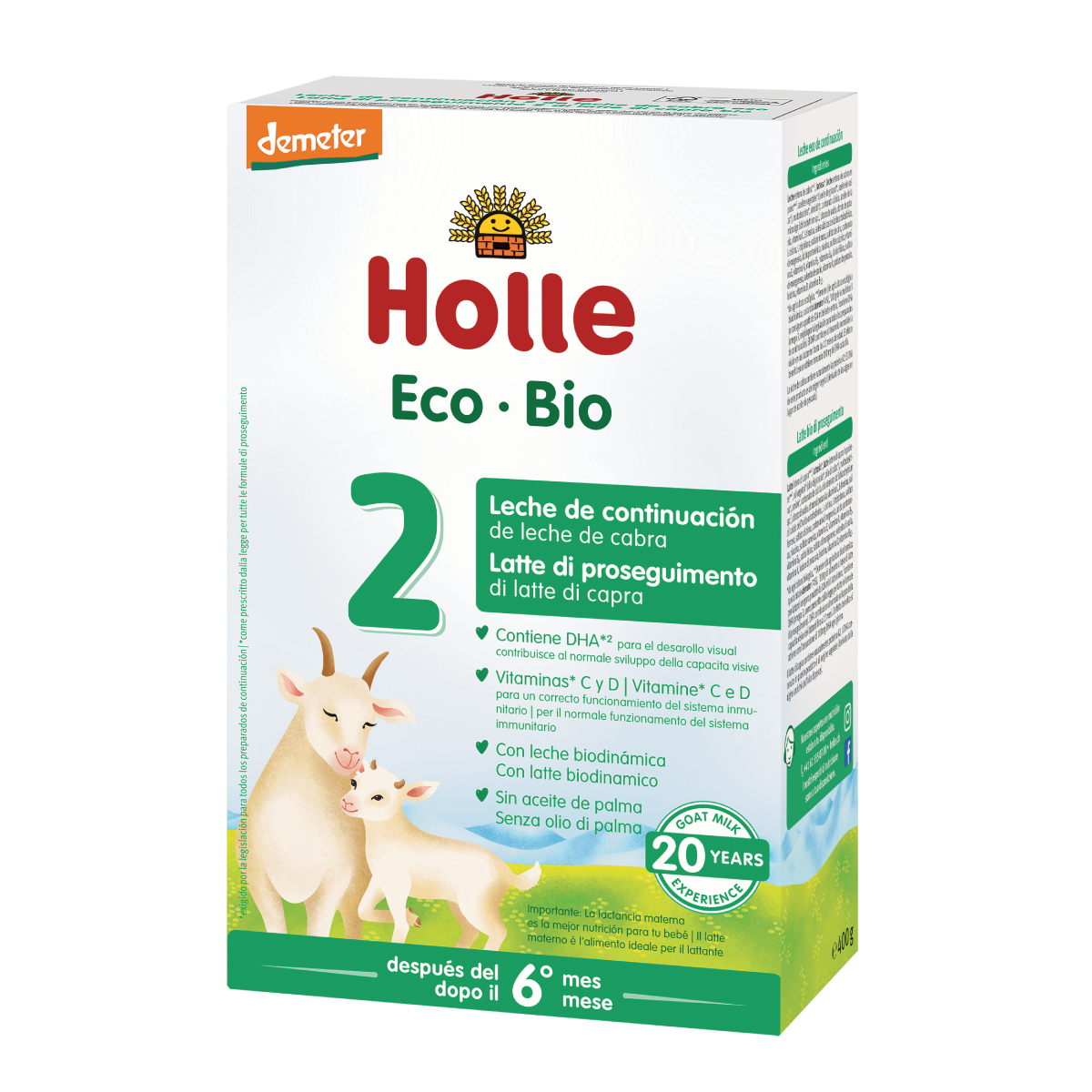 Leite de transição biológico de cabra Holle para maiores de 6 meses 400 g