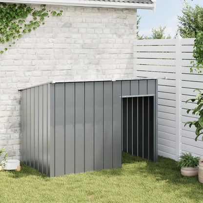 Caseta Perros Con Tejado Acero Galvanizado Gris 153x91x110 Cm_2