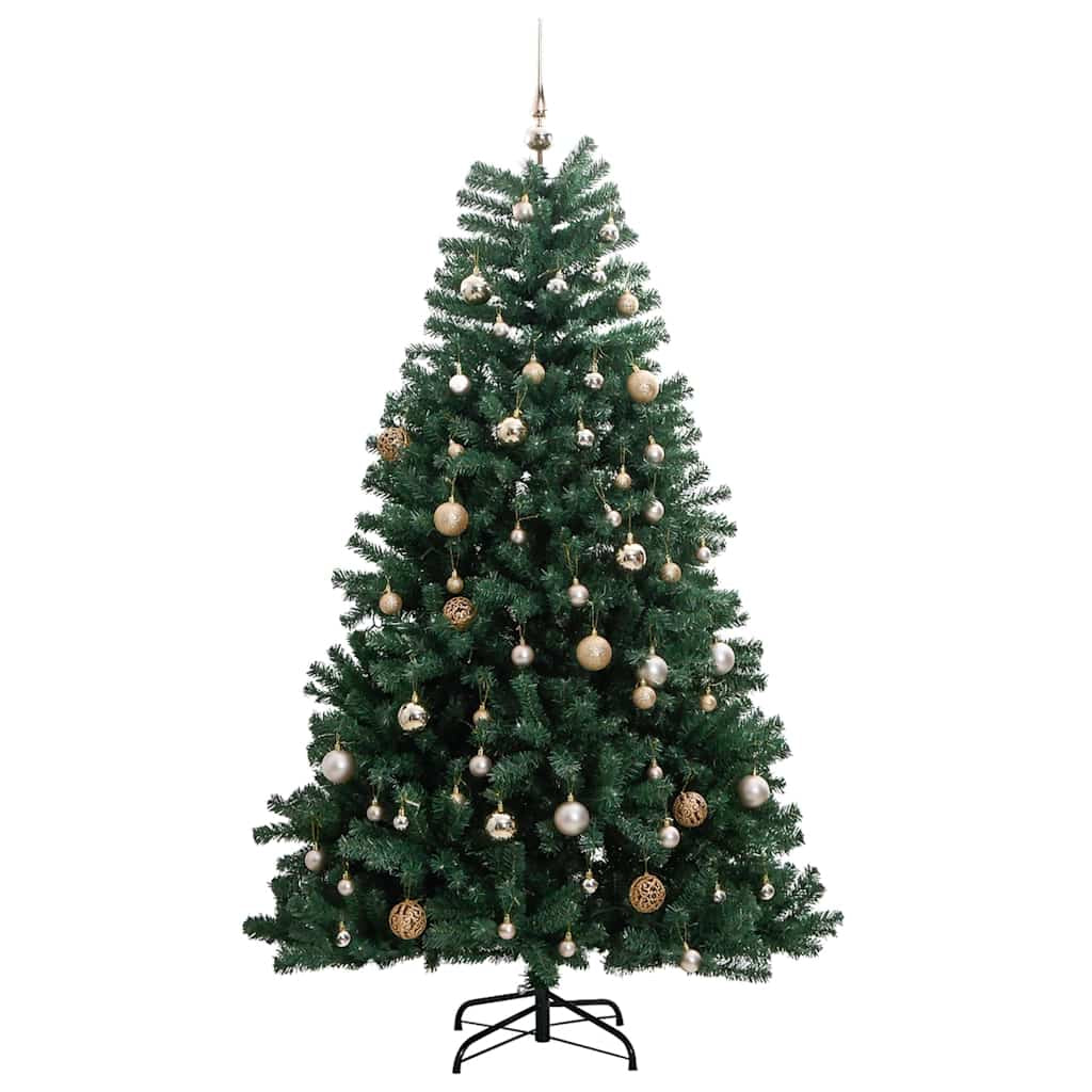 Vidaxl Árbol De Navidad Artificial Con Bisagras 300 Led Y Bolas 210 Cm_3
