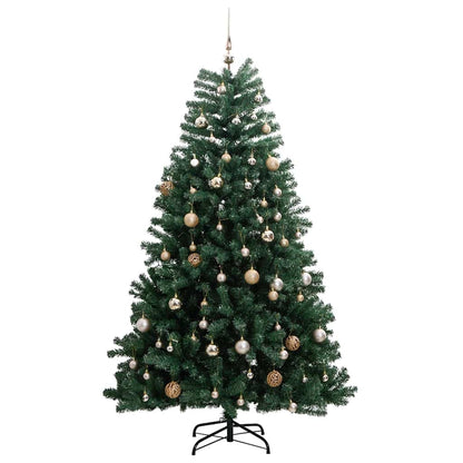 Vidaxl Árbol De Navidad Artificial Con Bisagras 300 Led Y Bolas 210 Cm_3