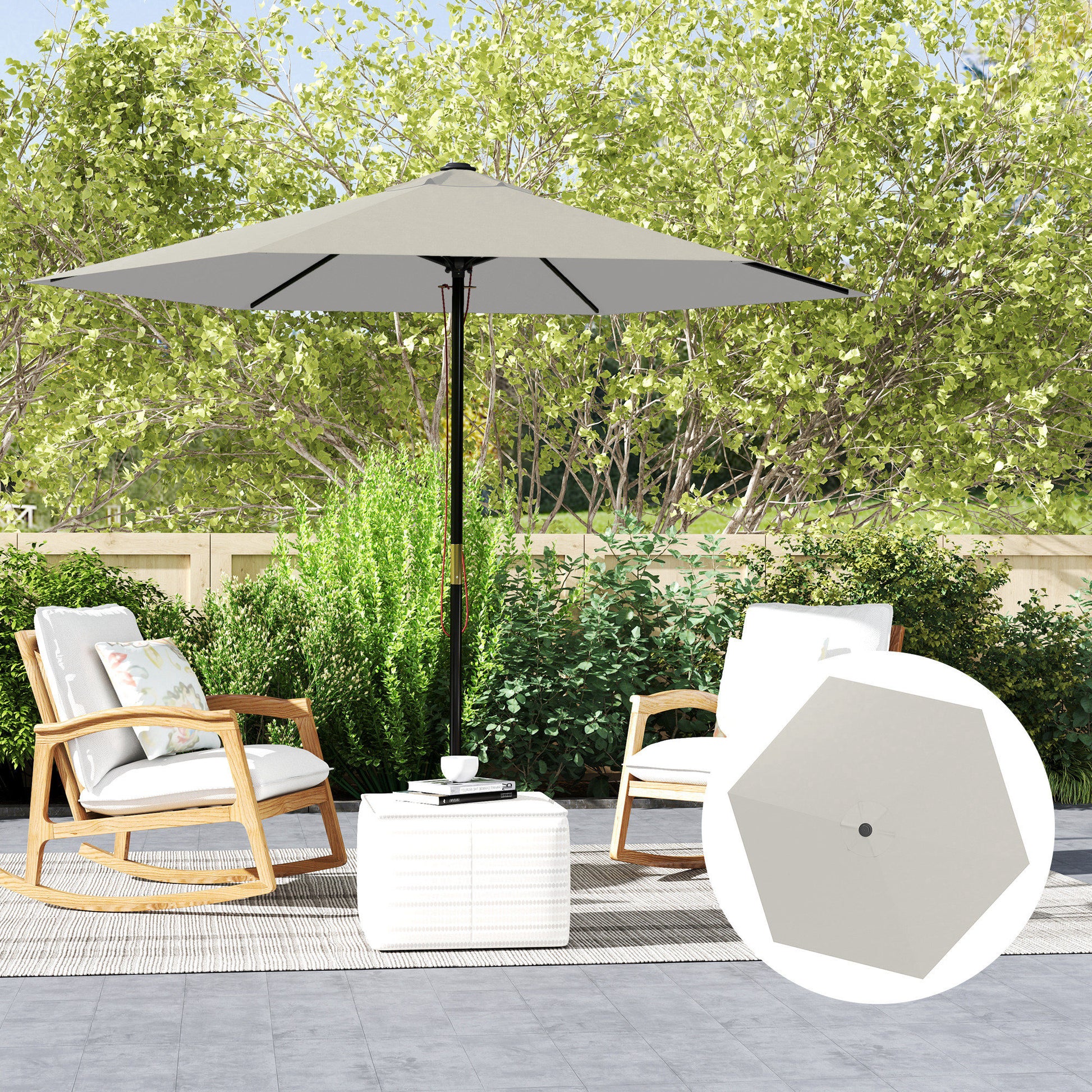 Outsunny Toldo De Recambio De Sombrilla De 3 M Con Ventilación Superior Crema_5