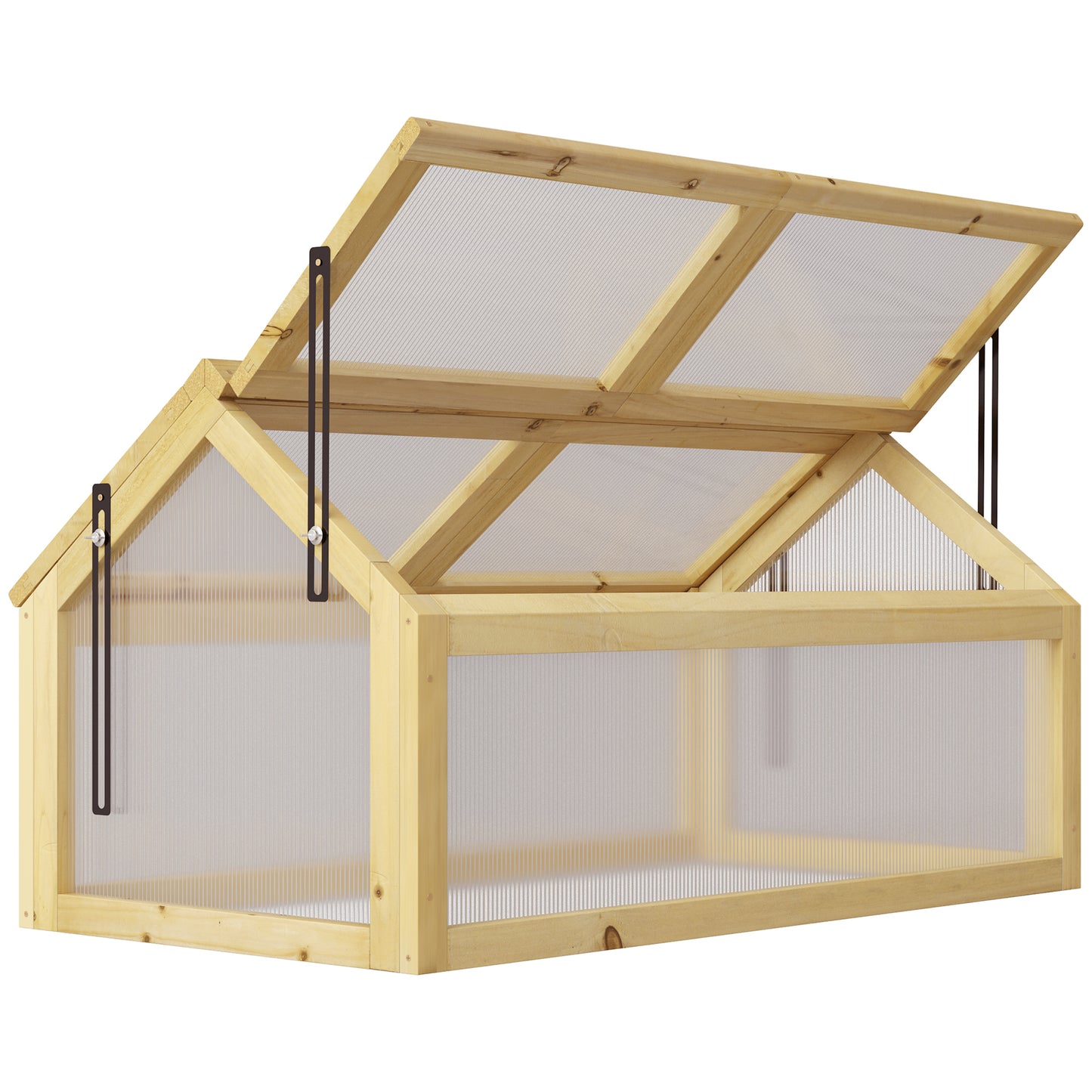 Outsunny Invernadero De Madera Jardín Con Policarbonato Y 4 Ventanas Abatibles_0