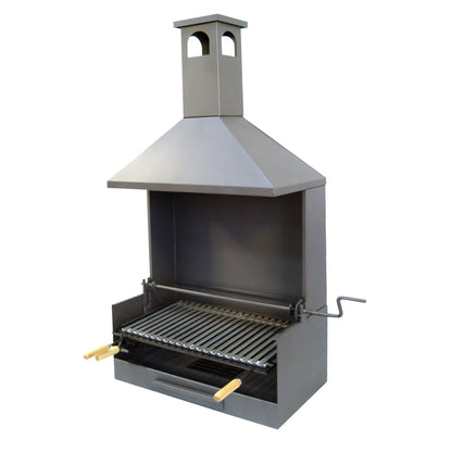 Gaveta para churrasco com chaminé, elevador e grelha em aço inoxidável Imex el Zorro