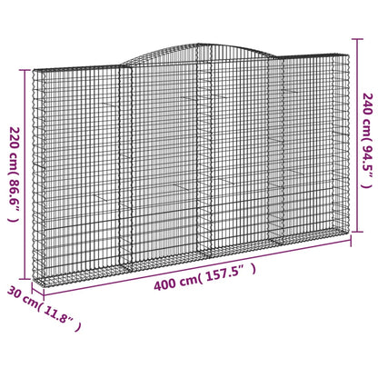 Cestas De Gaviones 8 Uds Forma De Arco Hierro 400x30x220/240 Cm_5