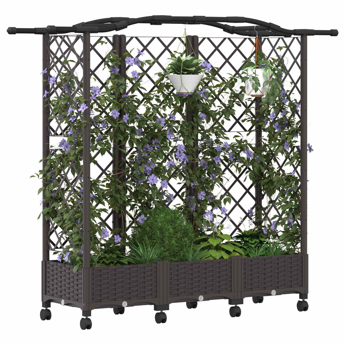 Cama Elevada Con Trellis Y Techo Marrón 163 X 40 X 129 Cm Pp_2
