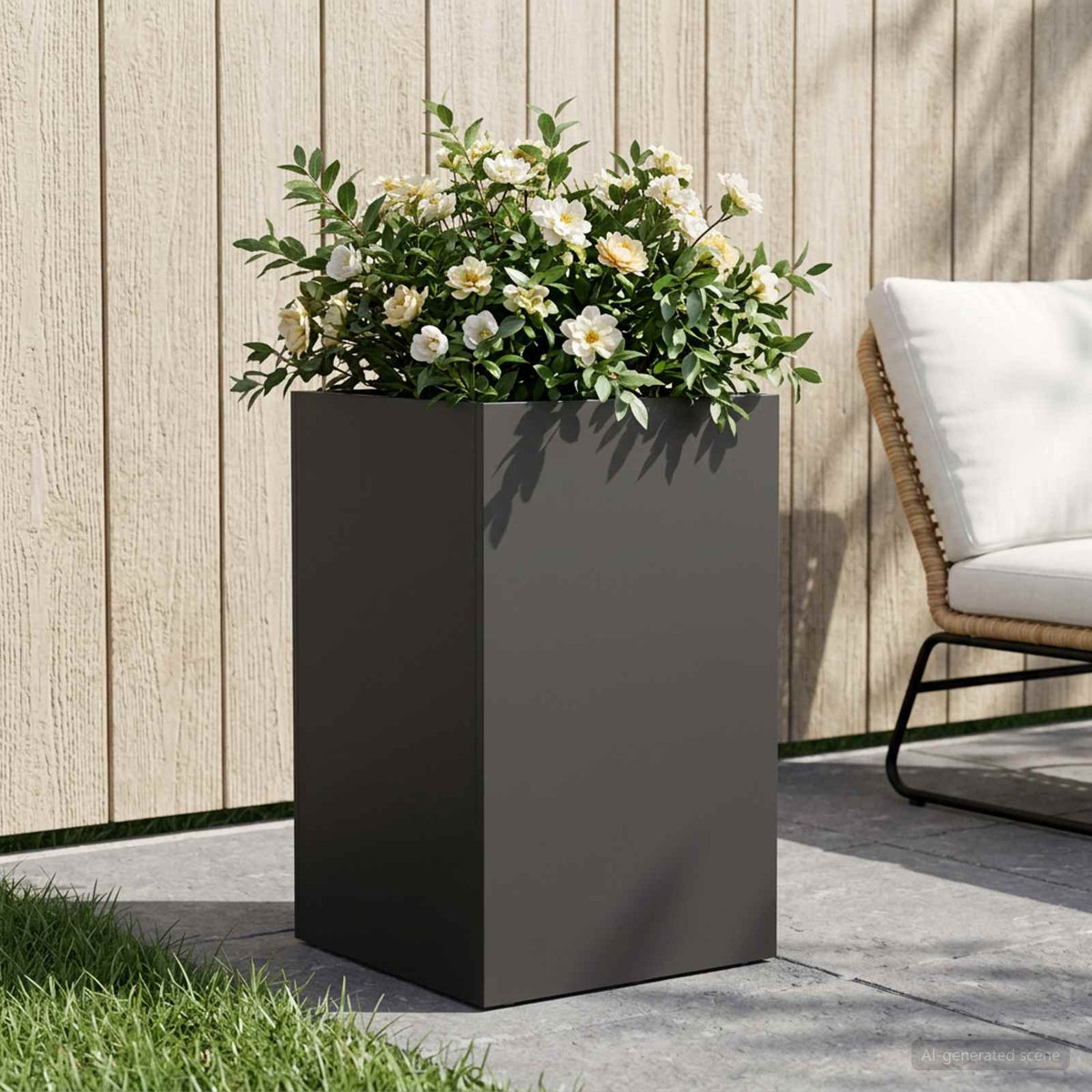 Macetero De Jardín Negro 40 X 40 X 50 Cm Acero Laminado En Frío_1