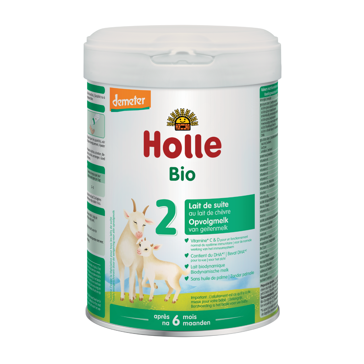 Leite de transição de cabra 2 (após o 6º mês) LATA, Holle, 800g