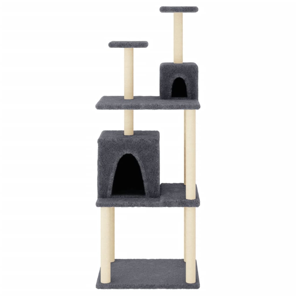 Rascador Para Gatos Con Postes De Sisal Gris Oscuro 167 Cm_2