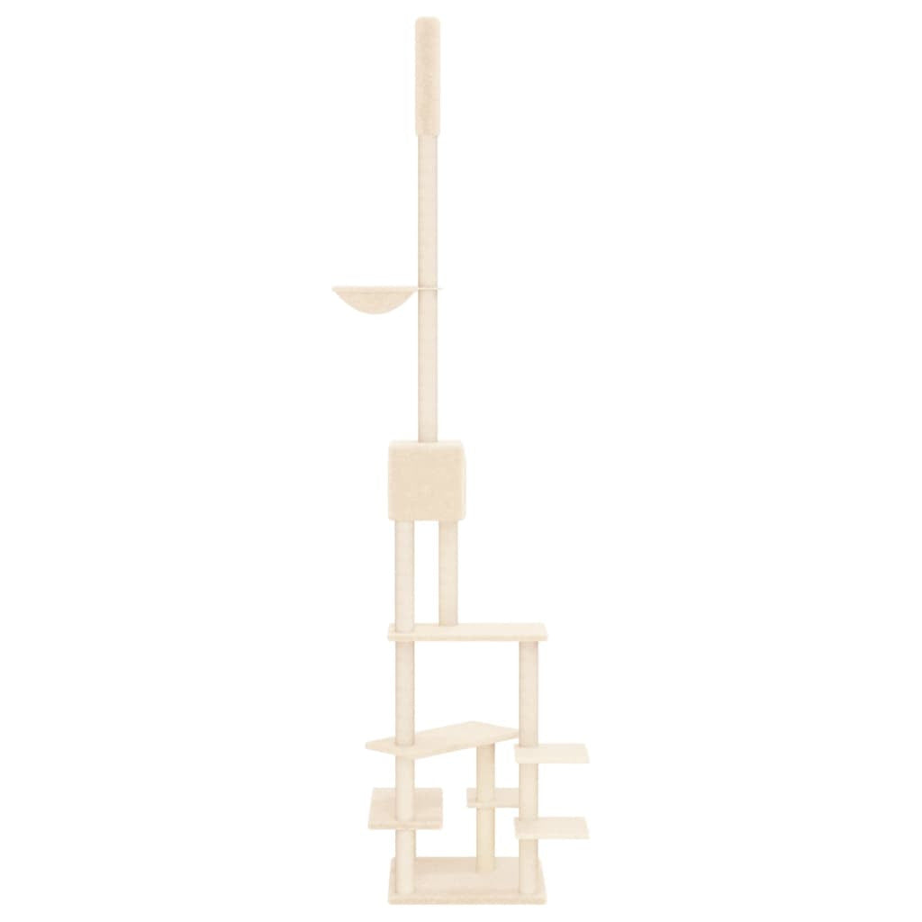 Vidaxl Árbol Rascador Para Gatos De Suelo A Techo Crema 268,5-294,5 Cm_3